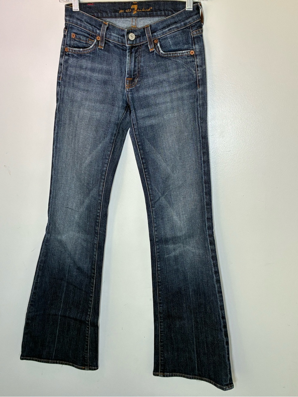 7 For All Mankind Women's Dark Blue Signature Flare Jeans
